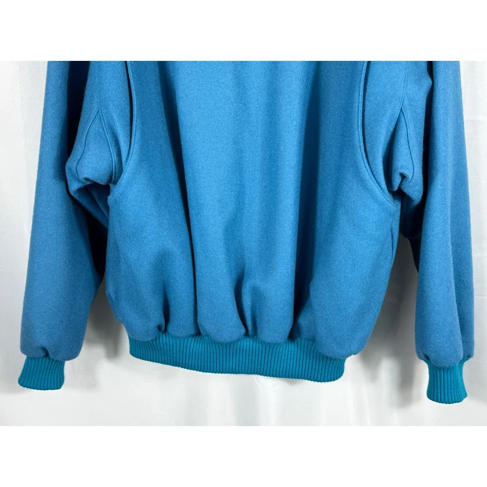 Vintage Chemise Lacoste Blue Wool Bomber Jacket Made in France‎ Size 4 Mens L